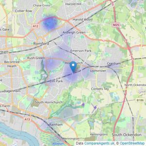 YOUR MOVE Stewart & Co - Hornchurch listings heatmap