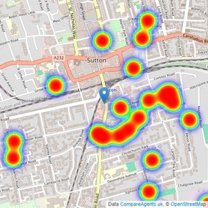 Your Move - Sutton listings heatmap